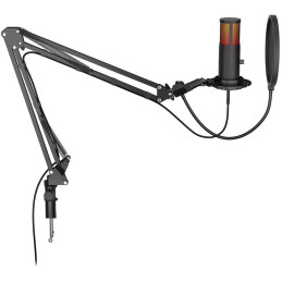 Krux mikrofon Edis 3000 / nastavitelné rameno / 2 typy filtrů / 3,5mm jack / USB-C / ARGB / černý