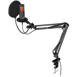 Krux mikrofon Edis 3000 / nastavitelné rameno / 2 typy filtrů / 3,5mm jack / USB-C / ARGB / černý