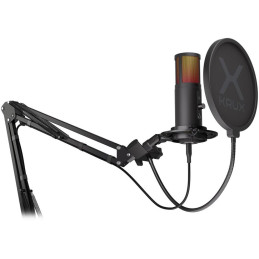 Krux mikrofon Edis 3000 / nastavitelné rameno / 2 typy filtrů / 3,5mm jack / USB-C / ARGB / černý