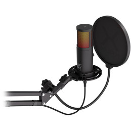 Krux mikrofon Edis 3000 / nastavitelné rameno / 2 typy filtrů / 3,5mm jack / USB-C / ARGB / černý