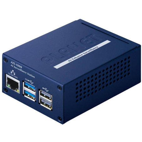 Planet AIS-1000 AI Surveillance Station, 8-ch IP camera RTSP video stream, 1TB SSD, 2xUSB 3.0, 2x USB 2.0, 1xGbE