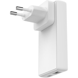 POŠKOZENÝ OBAL - Swissten cestovní adaptér GaN USB-C + USB-A 65w výměnné vidlice (US, EU, UK) bílý