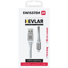 Swissten datový kabel kevlar usb / lightning 1,5 m bílý
