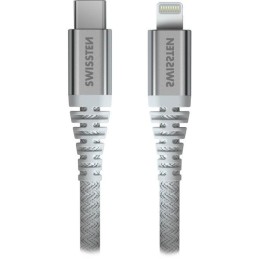Swissten datový kabel kevlar usb-c / lightning 1,5 m bílý