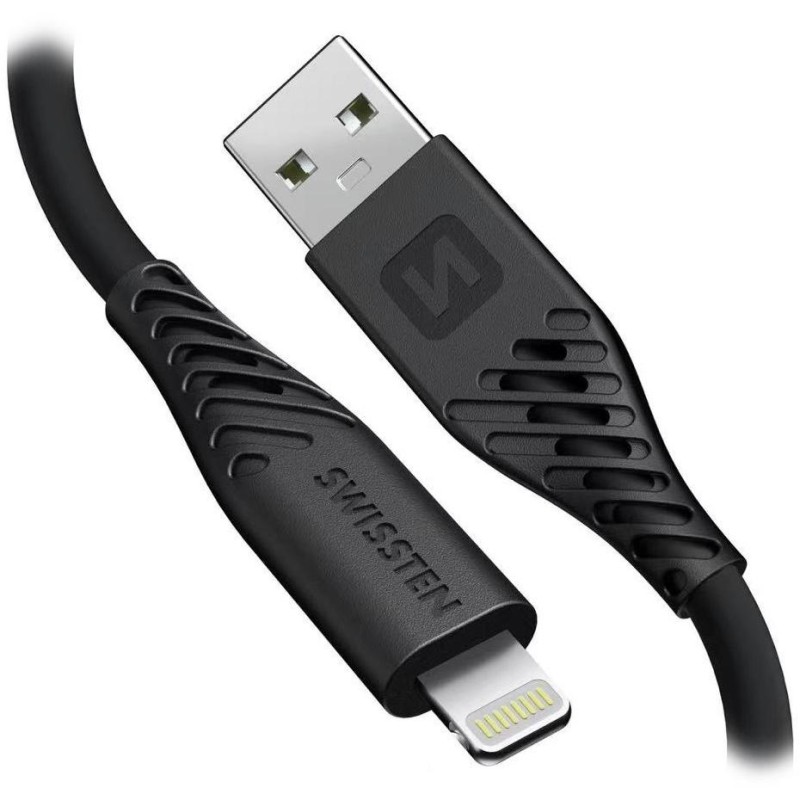 Swissten datový kabel soft silicone usb-a / lightning 0,4 m černý