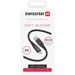 Swissten datový kabel soft silicone usb-a / lightning 0,4 m černý