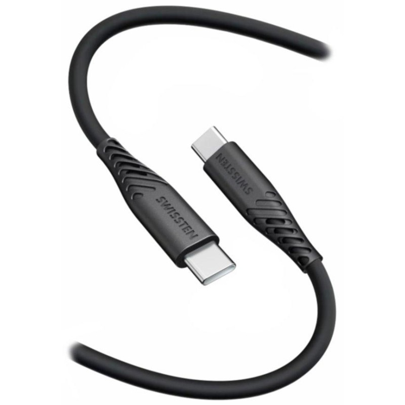 Swissten datový kabel soft silicone usb-c / usb-c 0,4 m černý
