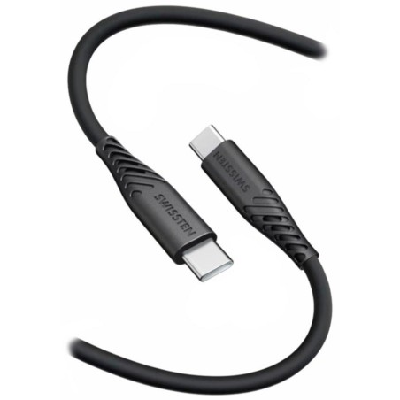 Swissten datový kabel soft silicone usb-c / usb-c 0,4 m černý