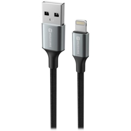 Swissten datový kabeltextile ii usb / lightning 1,5 m černý