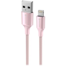 Swissten datový kabeltextile ii usb / lightning 1,5 m růžový