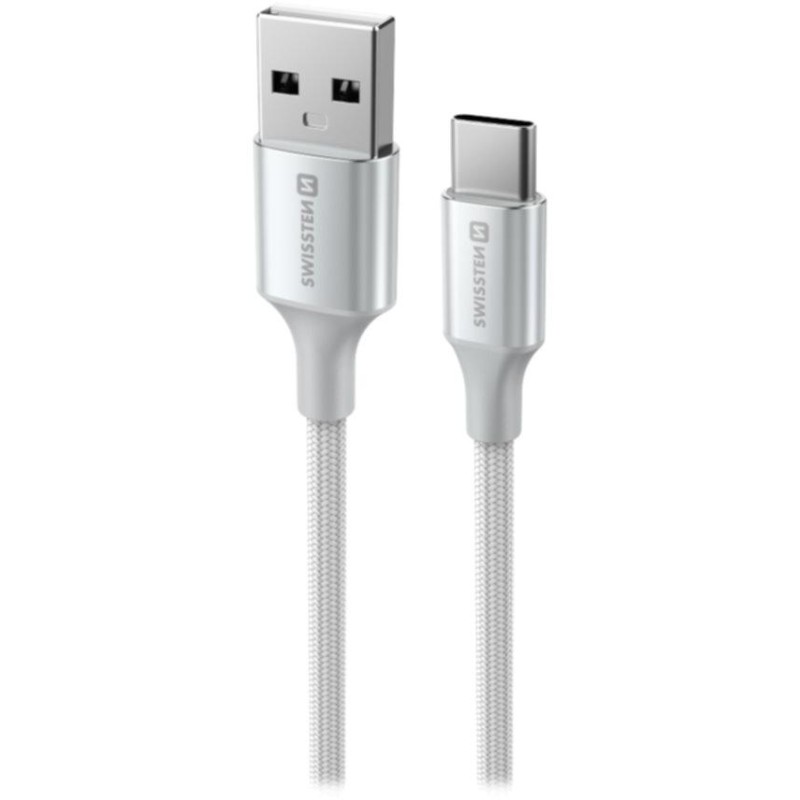 Swissten datový kabeltextile ii usb / usb-c 1,5 m bílý