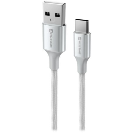Swissten datový kabeltextile ii usb / usb-c 1,5 m bílý