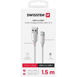 Swissten datový kabeltextile ii usb / usb-c 1,5 m bílý