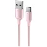 Swissten data cabletextile ii usb / usb-c 1,5 m różowy