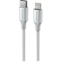 Swissten datový kabeltextile ii usb-c / lightning 1,5 m bílý
