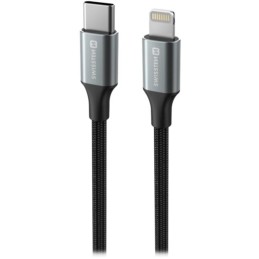 Swissten datový kabeltextile ii usb-c / lightning 1,5 m černý