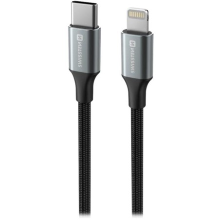 Swissten datový kabeltextile ii usb-c / lightning 1,5 m černý