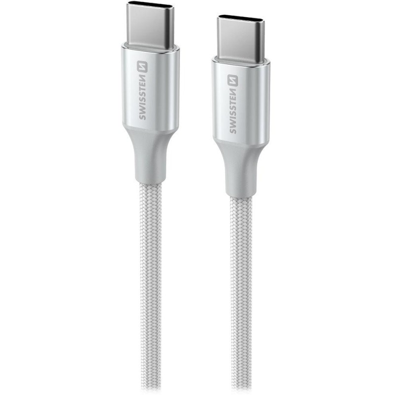 Swissten datový kabel textile ii usb-c / usb-c 1,5 m bílý