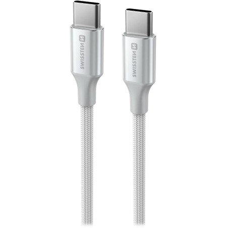 Swissten datový kabel textile ii usb-c / usb-c 1,5 m bílý