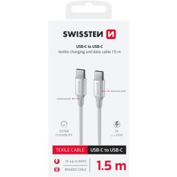Swissten datový kabel textile ii usb-c / usb-c 1,5 m bílý