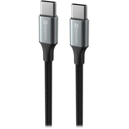 Swissten datový kabeltextile ii usb-c / usb-c 1,5 m černý