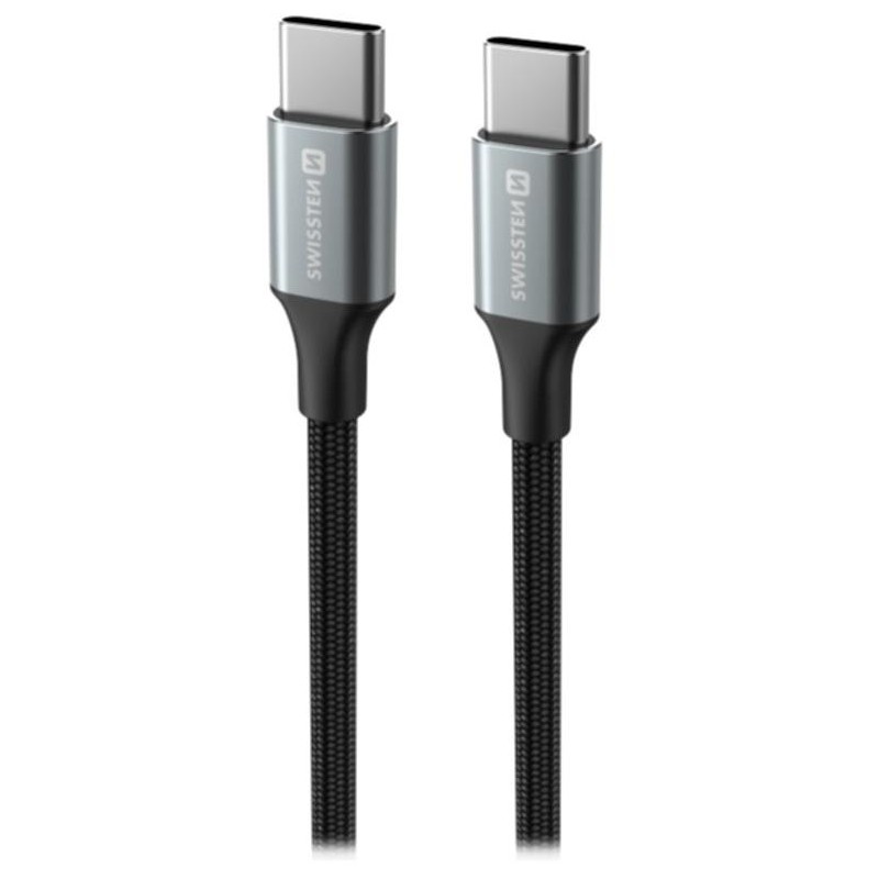 Swissten datový kabeltextile ii usb-c / usb-c 1,5 m černý