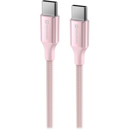 Swissten datový kabeltextile ii usb-c / usb-c 1,5 m růžový