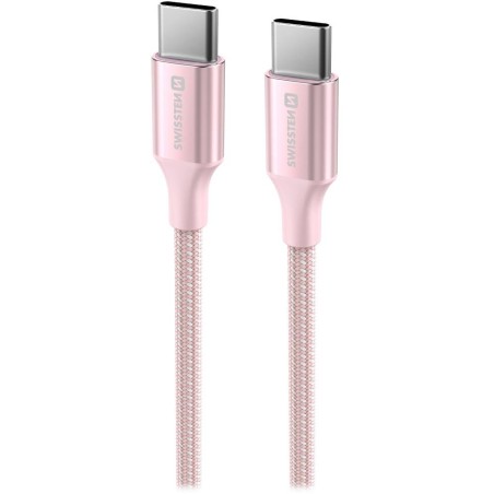 Swissten datový kabeltextile ii usb-c / usb-c 1,5 m růžový