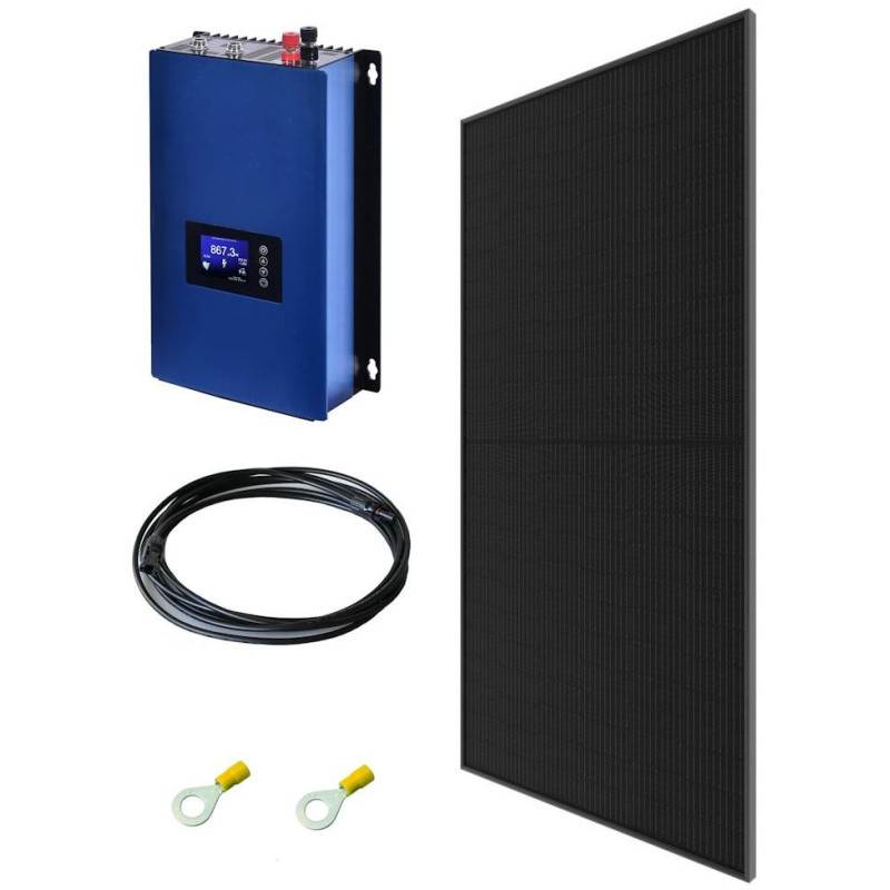 Solarmi 600B Balkónová elektrárna 1kW GridFree GTIL měnič s limiterem + 600Wp černý solární panel + příslušenství
