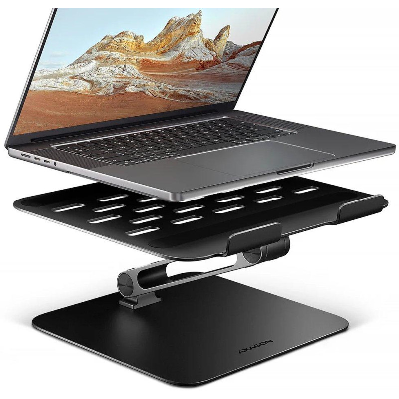 AXAGON hliníkový LQ stojan pro notebooky velikosti 10" - 16" / STND-LQB /  Nastavitelná výška/úhel / černý