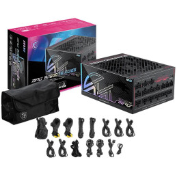MSI zdroj MPG AI1600TS PCIE5/ 1600W/ ATX3.1/ akt. PFC/ 12 let celk. záruka/ 135mm fan/ modulární kabeláž/ 80PLUS Titaniu