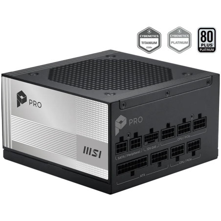 MSI zdroj PRO A850PL PCIE5/ 850W/ ATX3.1/ akt. PFC/ 7 let celk. záruka/ 120mm fan/ modulární kabeláž/ 80PLUS Platinum