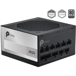 MSI zdroj PRO A1000PL PCIE5/ 1000W/ ATX3.1/ akt. PFC/ 7 let celk. záruka/ 120mm fan/ modulární kabeláž/ 80PLUS Platinum