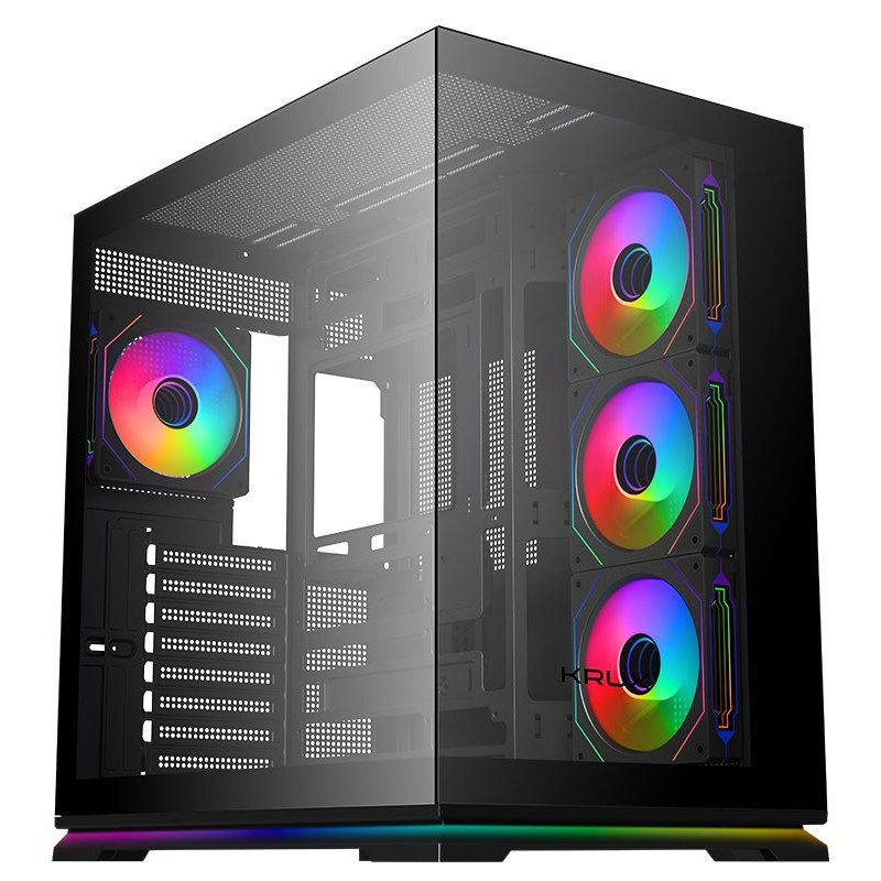 Krux skříň Atron / ATX / 4x120 mm PWM ARGB fan / USB 2.0 / USB 3.0 / USB-C / panoramatická / černá