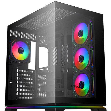 Krux skříň Atron / ATX / 4x120 mm PWM ARGB fan / USB 2.0 / USB 3.0 / USB-C / panoramatická / černá