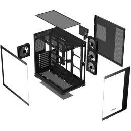 Krux skříň Atron / ATX / 4x120 mm PWM ARGB fan / USB 2.0 / USB 3.0 / USB-C / panoramatická / černá