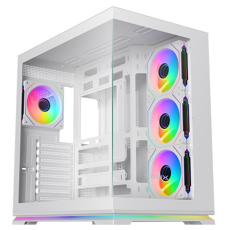 Krux skříň Atron ATX / 4x120 mm PWM ARGB fan / USB 2.0 / USB 3.0 / USB-C / panoramatická / bílá