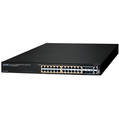 Planet SGS-6341-24P6X L3 switch, 24x1Gb, 6x10Gb SFP+, 24x PoE 802.3at 370W, HW/IP stack, VSF/Cluster