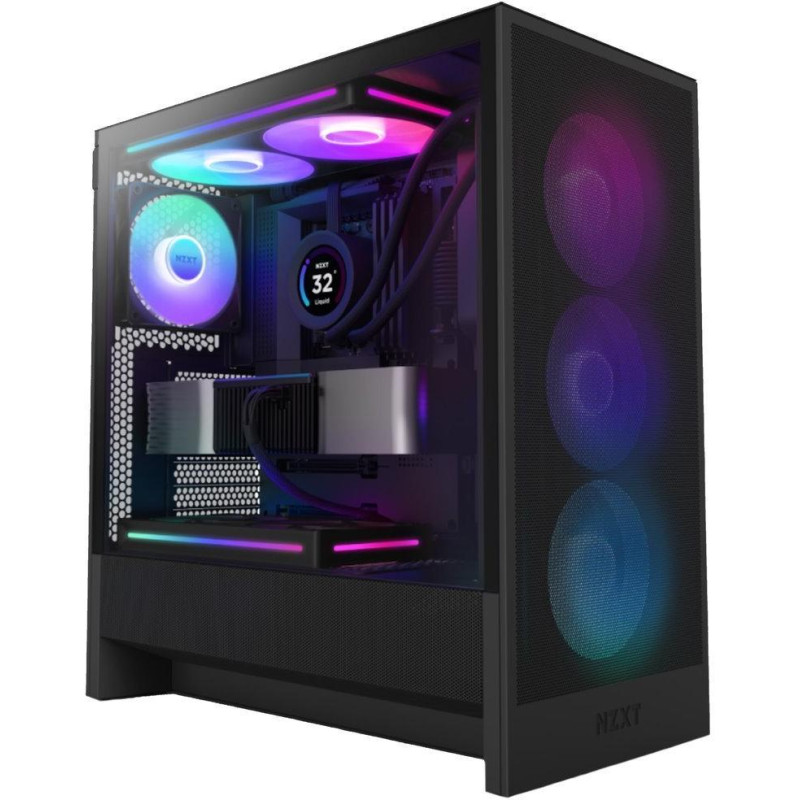 POŠKOZENÝ OBAL - NZXT skříň H5 Flow RGB edition / 1x360 mm RGB core fan / 1x120mm / USB 3.0 / USB-C 3.1 / průhledná bočnice / ..