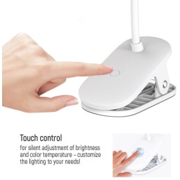 Colorway stolní LED lampa / CW-DL02B-B/ Integrovaná baterie / Klip/ Bílá