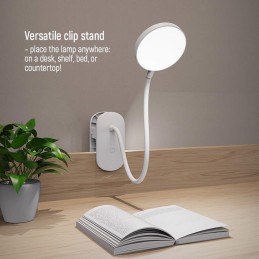 Colorway stolní LED lampa / CW-DL02B-B/ Integrovaná baterie / Klip/ Bílá