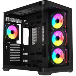 Krux skříň Tano ATX / 4x120 mm PWM ARGB fan / 2xUSB 3.0 / USB-C / panoramatická zaoblená/ černá