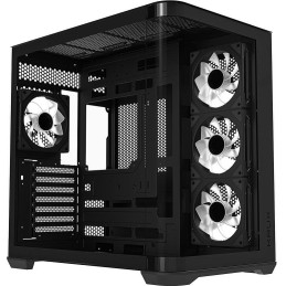 Krux skříň Tano ATX / 4x120 mm PWM ARGB fan / 2xUSB 3.0 / USB-C / panoramatická zaoblená/ černá