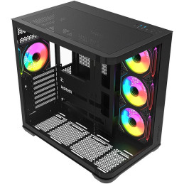 Krux skříň Tano ATX / 4x120 mm PWM ARGB fan / 2xUSB 3.0 / USB-C / panoramatická zaoblená/ černá