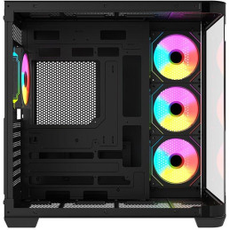 Krux skříň Tano ATX / 4x120 mm PWM ARGB fan / 2xUSB 3.0 / USB-C / panoramatická zaoblená/ černá