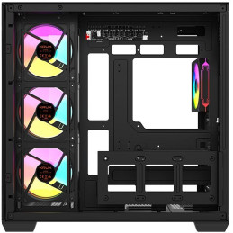 Krux skříň Tano ATX / 4x120 mm PWM ARGB fan / 2xUSB 3.0 / USB-C / panoramatická zaoblená/ černá