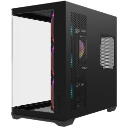 Krux skříň Tano ATX / 4x120 mm PWM ARGB fan / 2xUSB 3.0 / USB-C / panoramatická zaoblená/ černá