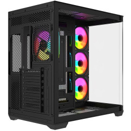Krux skříň Tano ATX / 4x120 mm PWM ARGB fan / 2xUSB 3.0 / USB-C / panoramatická zaoblená/ černá