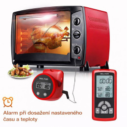 HELMER bezdrátový kuchyňský teploměr se dvěma sondami TM 26/ LCD displej/ - 50 až 300 °C/ červený