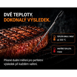 HELMER chytrý bezdrátový kuchyňský teploměr s jednou sondou TM 27/ LCD displej/ –10 až 100 °C/ Bluetooth/ černý